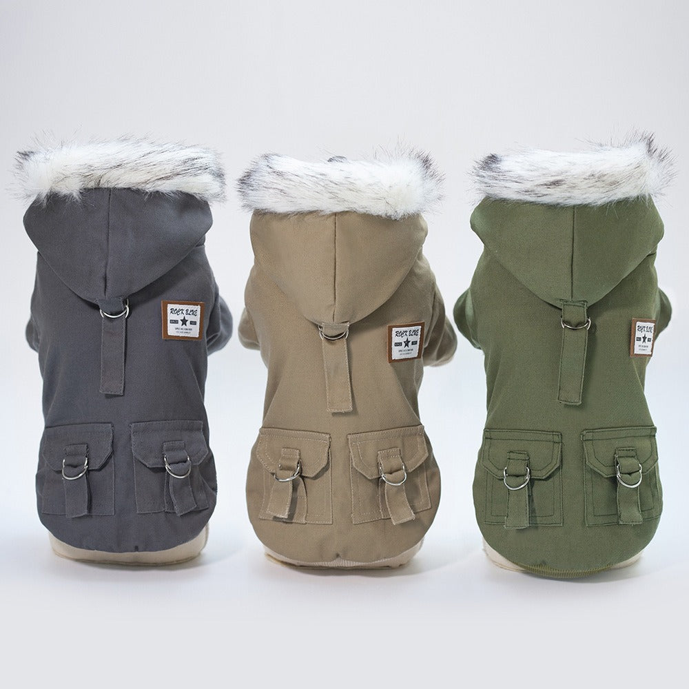Dog Vest Coat Two-Leg Autumn Winter Lined Warm Pet Clothes for Small Medium Dogs, Sleeveless Back Coverage Dog Jacket for Cold Weather, Sizes S M L XL XXL, Deep Gray & Khaki