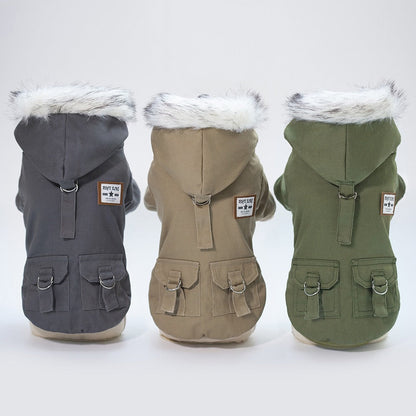 Dog Vest Coat Two-Leg Autumn Winter Lined Warm Pet Clothes for Small Medium Dogs, Sleeveless Back Coverage Dog Jacket for Cold Weather, Sizes S M L XL XXL, Deep Gray & Khaki