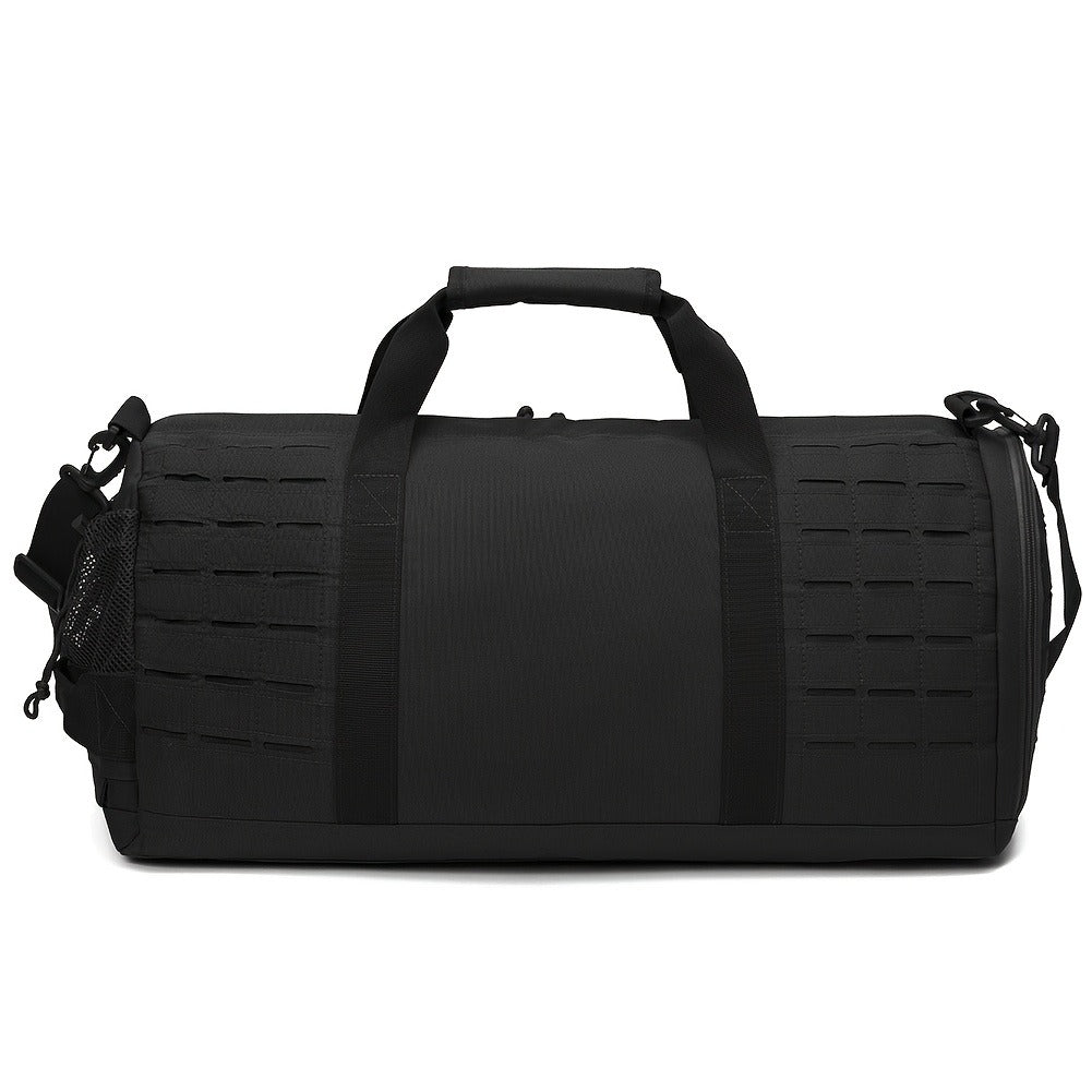 Tactical Duffle Bag 40L for Men Heavy Duty Gym Bag with Shoe Compartment Laptop Pocket Waterproof Sport Travel Bag Weekender Overnight Bag for Gym Fitness Basketball Football Office Commute Khaki Black Green