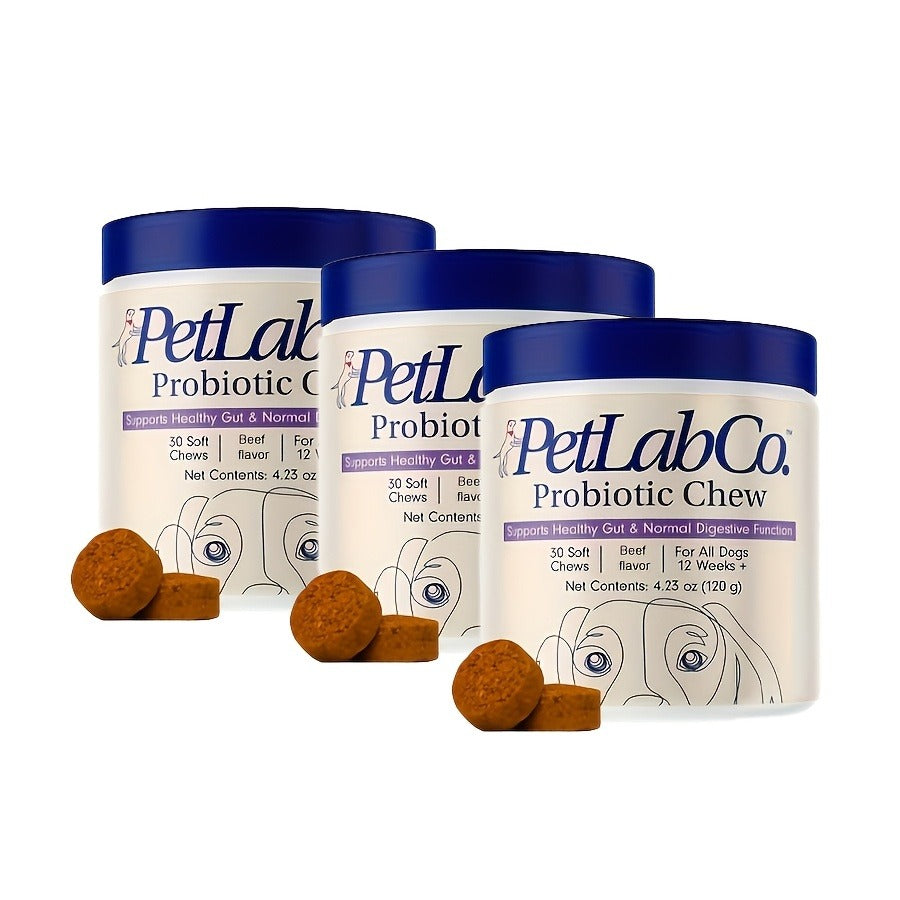 Dog Probiotic & Prebiotic Chewable Treats with Natural Ingredients - Supports Gut Health & Quality of Life for All Breeds, Daily Wellness Soft Chews for Dogs, 1pc & 3pc Value Pack