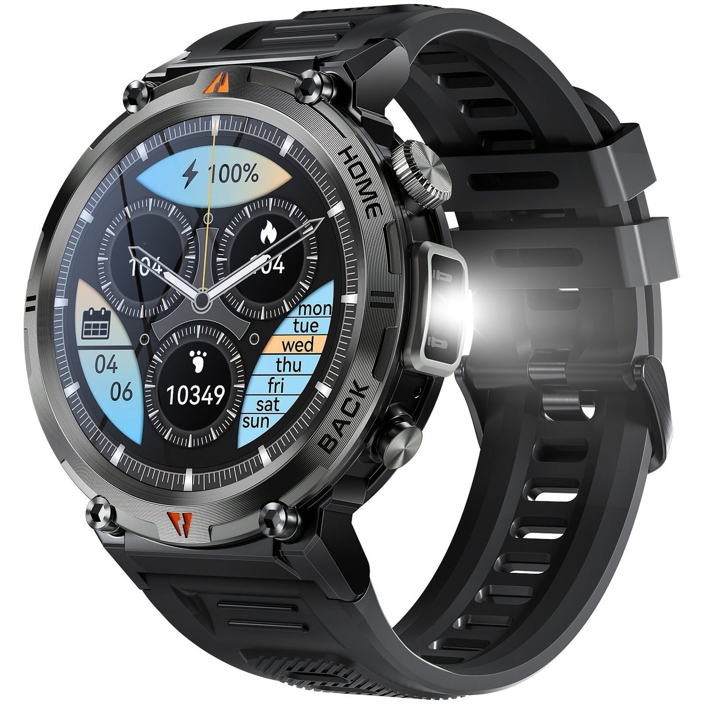 EIGIIS KE3 Rugged Smartwatch for Men – Wireless Calling, HD 1.45" Screen, LED Light, Fitness Tracker, iPhone & Android