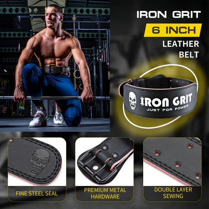 Weightlifting Belt Cowhide Leather Lumbar Support for Powerlifting, Squats & Deadlifts – Men's Weight Training Protective Gear M & L