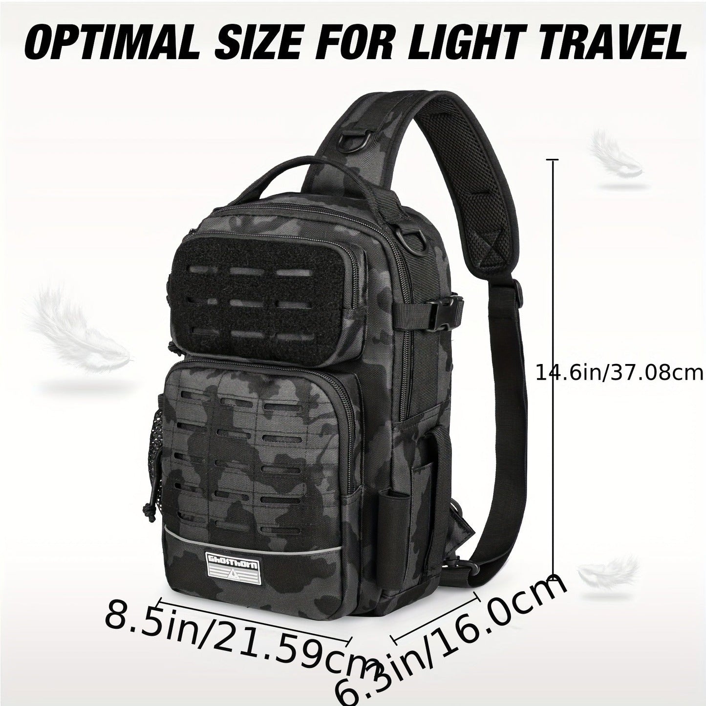 Camouflage Fishing Shoulder Bag with Zipper – Tactical Outdoor Gear Bag for Fishing Tackle, Hunting & Camping, Multi-Pocket Crossbody Bag, Available in Green Camo, Black Camo, Black & Khaki, Gift Box Option