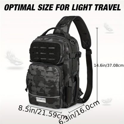 Camouflage Fishing Shoulder Bag with Zipper – Tactical Outdoor Gear Bag for Fishing Tackle, Hunting & Camping, Multi-Pocket Crossbody Bag, Available in Green Camo, Black Camo, Black & Khaki, Gift Box Option