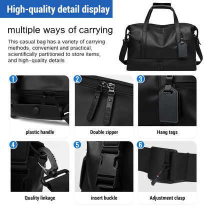 Gym Duffel Bag PU Foldable Sports Duffle with Shoe Compartment & Wet Pocket – Lightweight Weekender Travel Bag for Workout, Daily Use, Carry-On & Overnight Trips, Available in Black, Blue & Gray