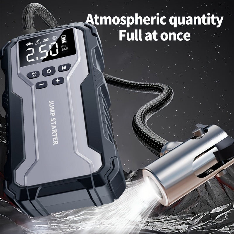 Car Jump Starter Portable Emergency Power Bank with LED Flashlight SOS Air Pump for Small Vehicles Roadside Emergency Kit