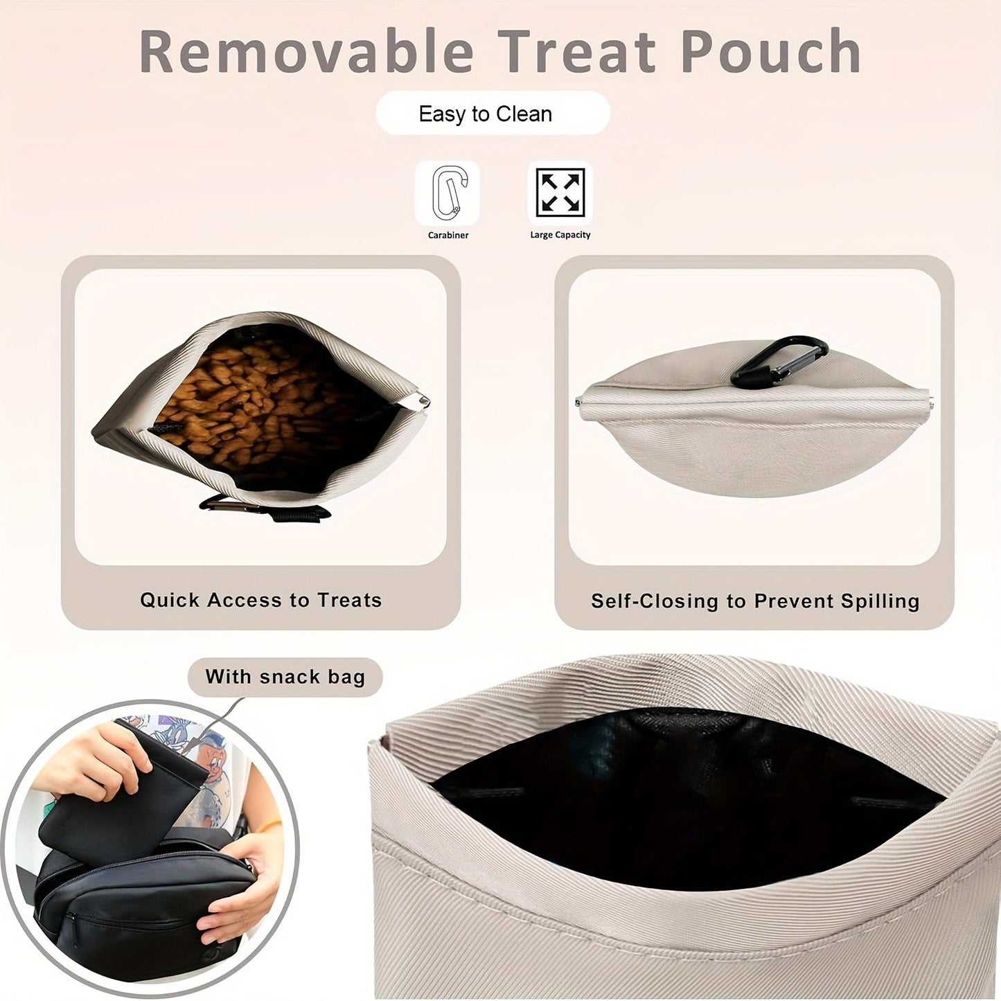 Dog Treat Pouch for Training - Waist Belt Bag with Poop Bag Dispenser, Detachable Treat Bag & Carabiner - Dog Walking Bag for Puppy Training Rewards, Fits Phone, Keys & Water Bottle