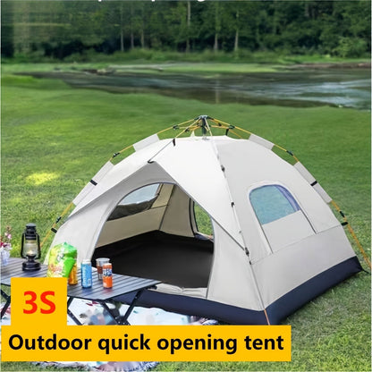Waterproof Pop Up Camping Tent with Double Doors - Cloud Gray Automatic Instant Setup Shelter for Beach, Hiking, Camping, RV & Travel, Portable Foldable Sunshade Tent with Optional Mesh Windows, 2 Sizes Available