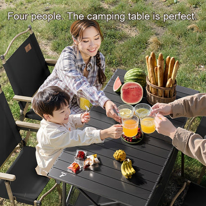 Foldable Roll-Up Camping Picnic Table with Carry Bag | Portable Outdoor Table for Camping Beach Backyard BBQ Parties Patios | Lightweight Compact Indoor Outdoor Table Black Large Plus Size