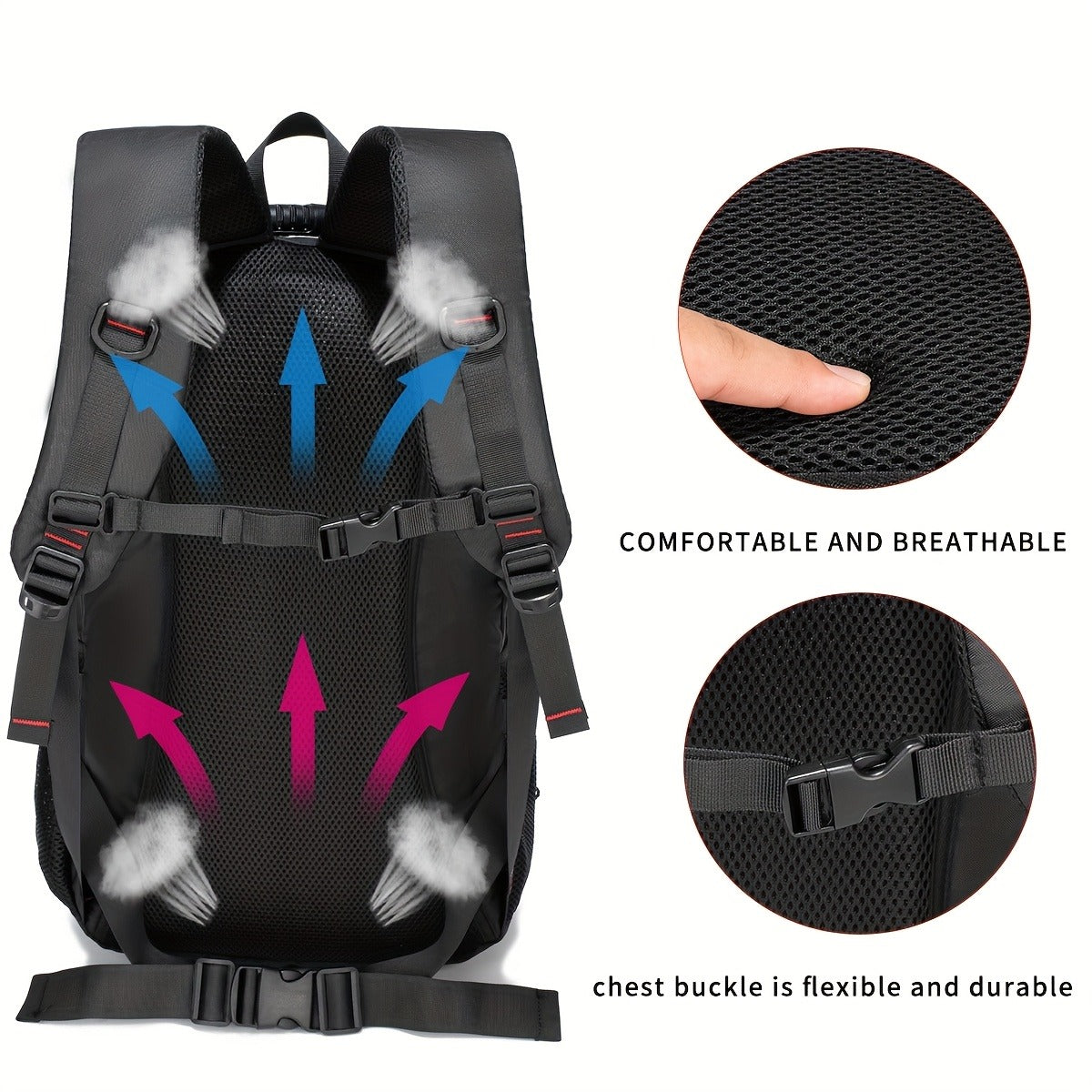 Hiking Backpack Large Capacity for Men & Women – Lightweight Durable Polyester Travel Pack with Adjustable Shoulder Straps, Ideal for Camping, Outdoors & Commuting