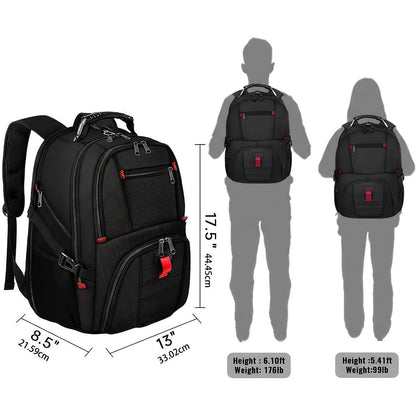 Large Laptop Backpack 50L – Fits 17 Inch Computer, Airline Approved Carry On, 3-Compartment Travel & College Backpack for Men Women | 8 Colors, Breathable Mesh Straps