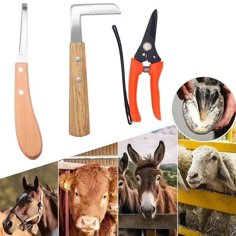Hoof Trimming Kit 9-Piece Professional Farrier Tools – 10" Carbon Steel Hoof Nippers, Shears, Nail Clipper, Mini Rasp & Hoof Knife for Horse & Goat | Complete Hoof Care Set with Storage Bag
