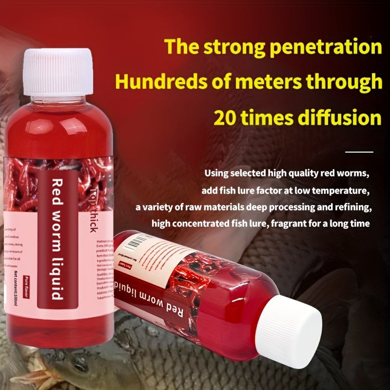 Liquid Fish Bait Red Worm Attractant – Powerful Fishing Bait Enhancer for Trout, Carp, Bass, Cod | 100ml Concentrated Fish Attractant Scent Lure