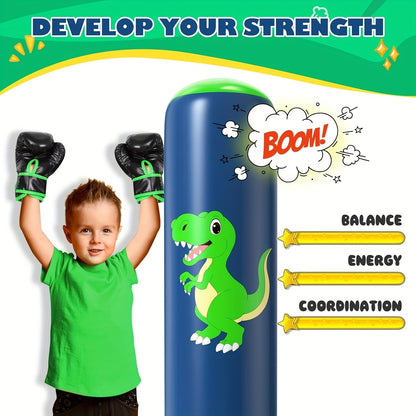 Kids Inflatable Punching Bag 48 Inch Dinosaur Bop Bag Toy for Boys Girls Ages 3-12 Boxing Training Karate Practice Gift
