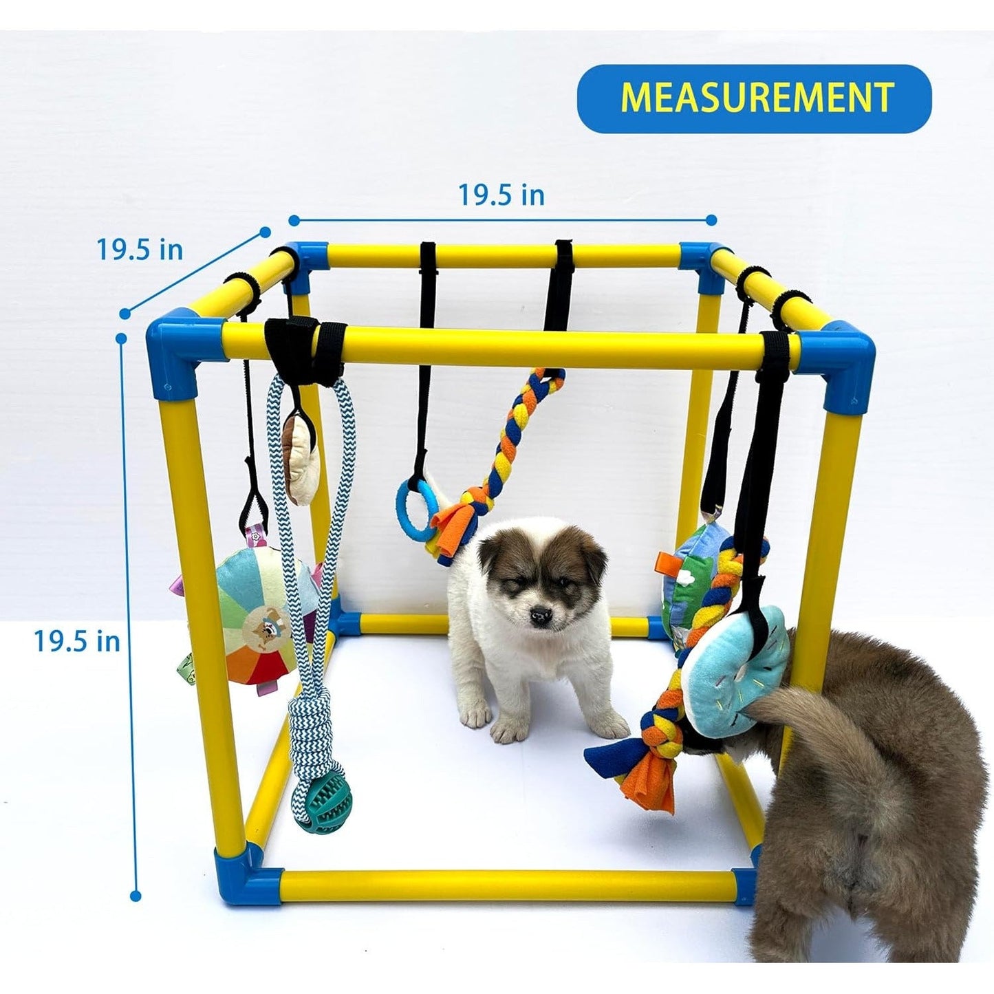 Puppy Gym Jungle Playground with Hammock – 8 Hanging Interactive Toys to Keep Puppies Busy & Stimulated