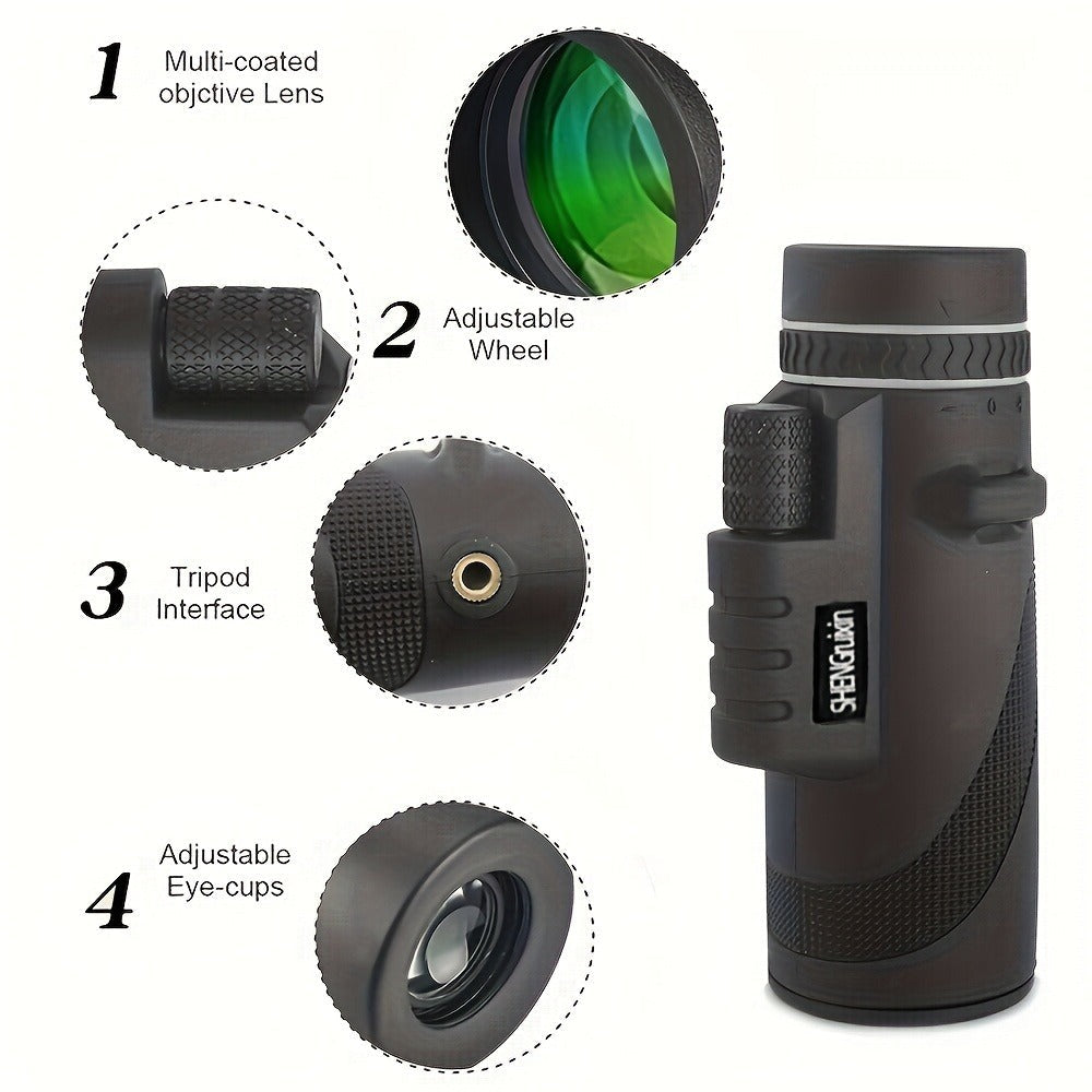 High Power Monocular Telescope with Smartphone Adapter and Tripod, BAK4 Prism HD Monocular for Bird Watching Wildlife Viewing Hiking Camping, Waterproof Compact Scope for Adults and Kids