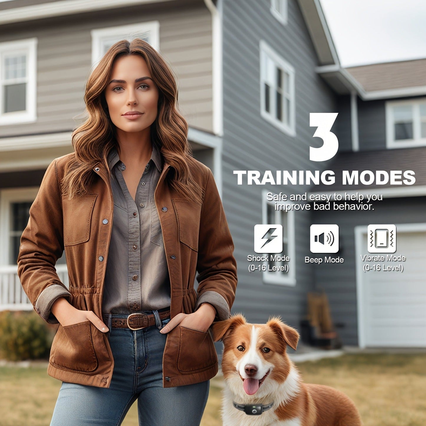 Dog E-Collar with Remote IP68 Waterproof – Rechargeable Dog Training Shock Collar for Small Medium Large Dogs, 3 Safe Training Modes, 1640ft Range | 1, 2 or 3 Dogs (Black)