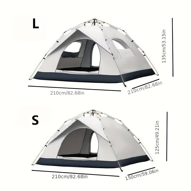Instant Setup Camping Tent 2 Person 3-Second Auto Pop-Up Fiberglass Poles Oxford Cloth All-Season Zip Closure Hiking Travel Beach Tent Small Large Double Door
