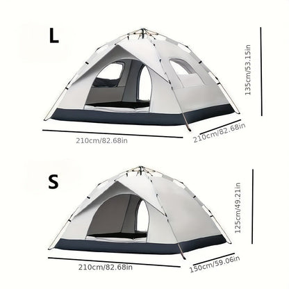 Instant Setup Camping Tent 2 Person 3-Second Auto Pop-Up Fiberglass Poles Oxford Cloth All-Season Zip Closure Hiking Travel Beach Tent Small Large Double Door