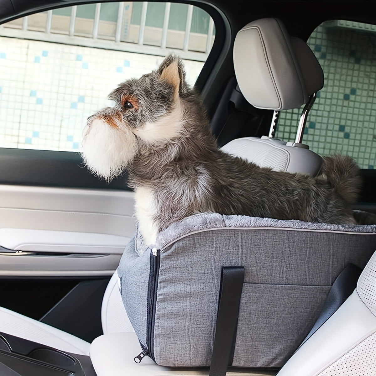 Pet Travel Bag & Car Seat for Small Medium Dogs Cats - Portable Polyester Carrier with Secure Buckle Closure, Cozy Soft-Sided Dog Cat Travel Tote Bag for Road Trips, Vet Visits & Daily Commutes, Grey