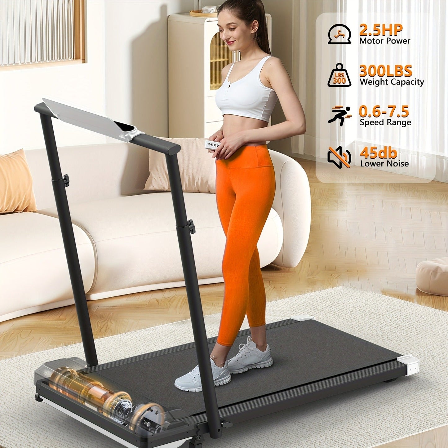 Incline Foldable Treadmill Walking Pad – 300lb Capacity, Portable with Handles, Under Desk Compact Design for Home & Office Use – 3 Model Options