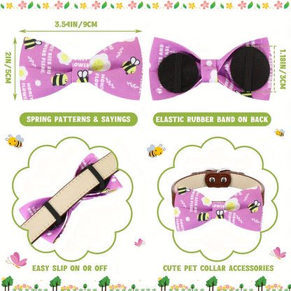 Dog Bow Ties 60-Pack Detachable Collar Charm Attachment – Seasonal Spring Puppy Bows Bulk Grooming Accessories for Small Medium Large Dogs & Cats, Pet Costume Collar Decoration Set