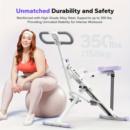 Rowing Machine 2-in-1 Squat & Row – Foldable Glute Trainer with LCD Display, 3 Resistance Bands, 350 lbs Capacity, Home Gym Leg & Back Workout
