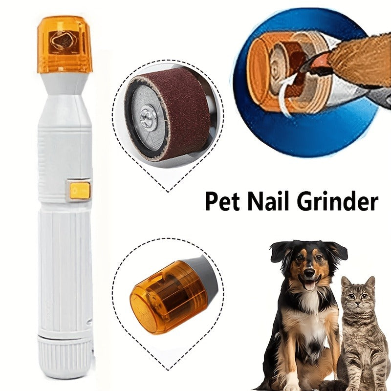 Pet Nail Grinder Electric Silent - Professional Low Noise Dog Cat Nail Trimmer with 3 Replacement Grinding Bands, Painless Paw Nail Polishing Tool for Small Medium Large Pets, White