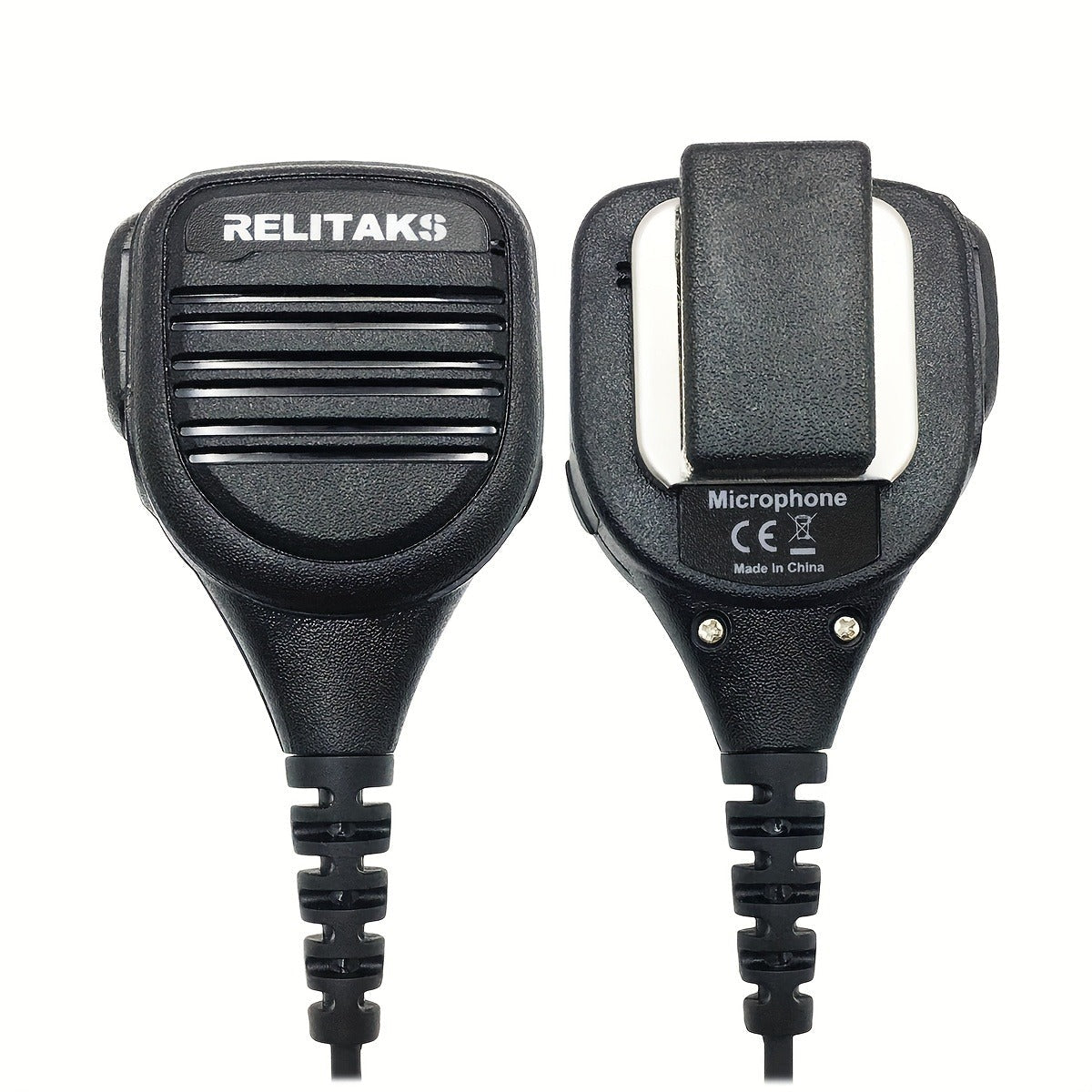 RELITAKS Handheld Two-Way Radio Speaker Mic – K-Head Connector, Coiled Cord, Compatible with Baofeng, TYT & More, No Battery