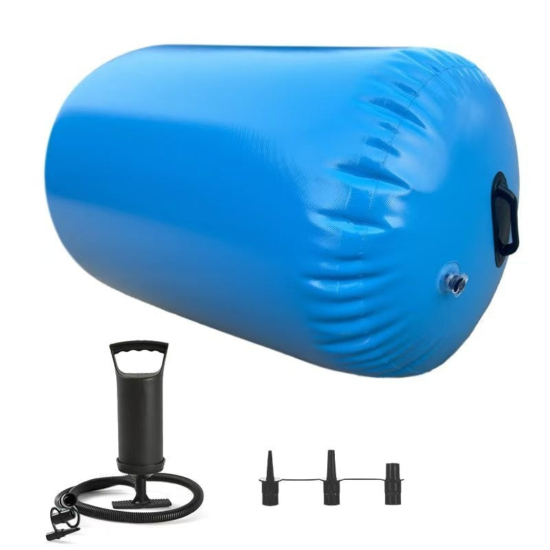 Inflatable Gymnastics Air Barrel Roll with Handle & Air Pump – Circular Air Cushion Tumbling Mat for Home Gym, Yoga, Cheerleading & Kids Training, PVC, Multiple Sizes