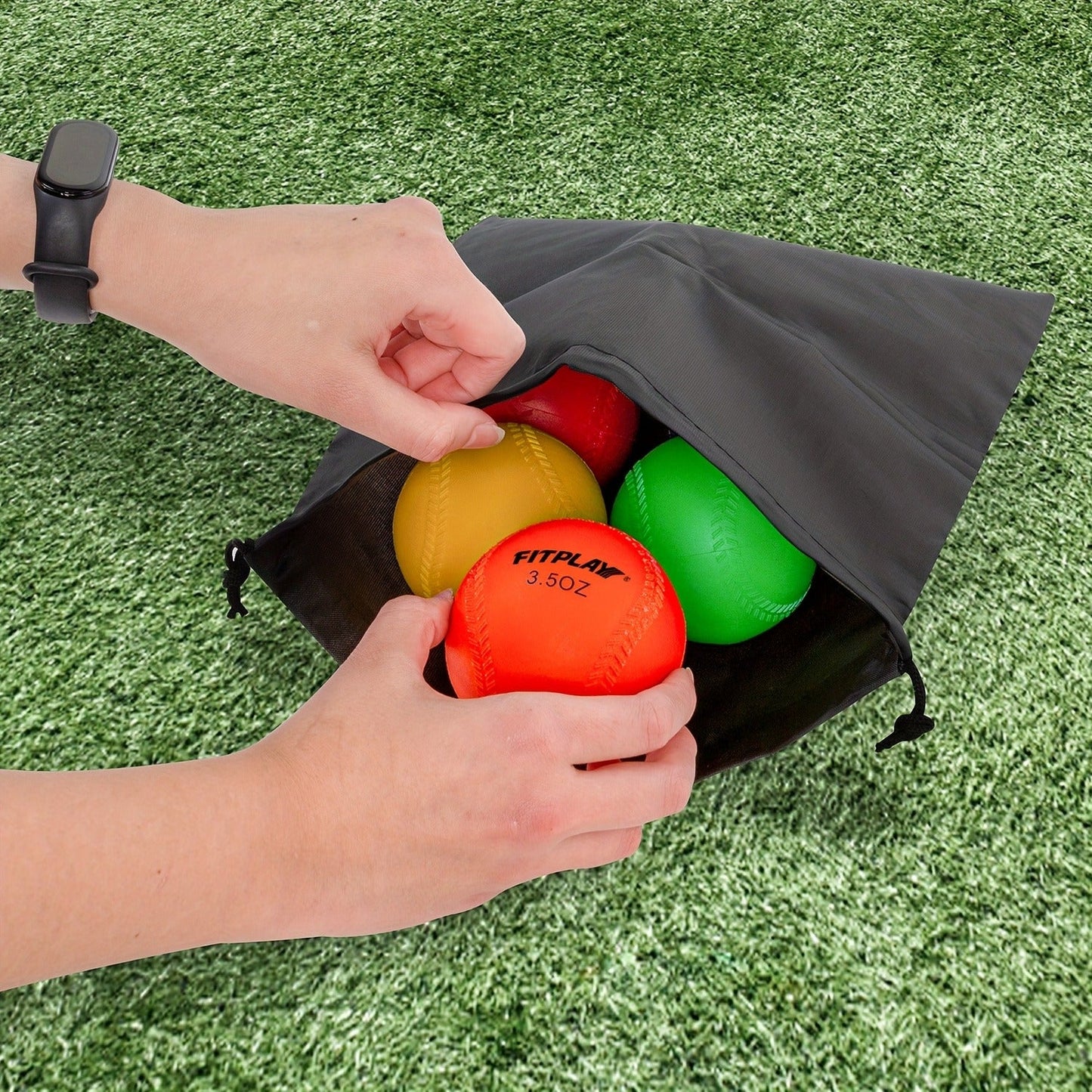 Weighted Ball Set of 6 with Mesh Bag & Air Nozzle, PVC