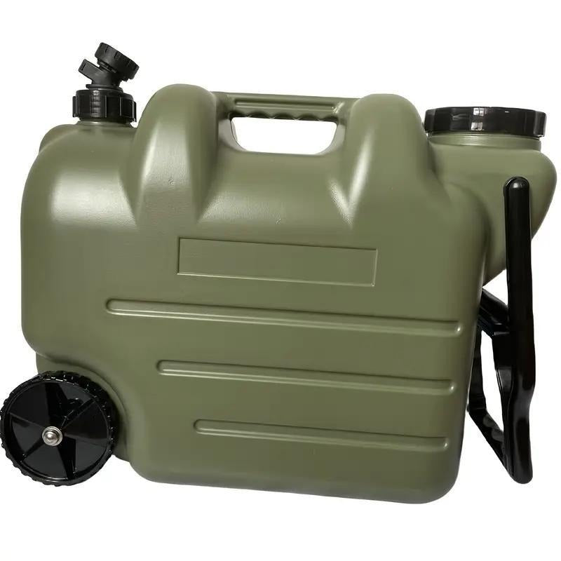 Portable Water Bucket with Wheels and Pull Rod 7.4 Gal 28L Large Capacity PE Square Water Container Collapsible Rolling Water Jug for Outdoor Camping Hiking Picnic Emergency Water Storage