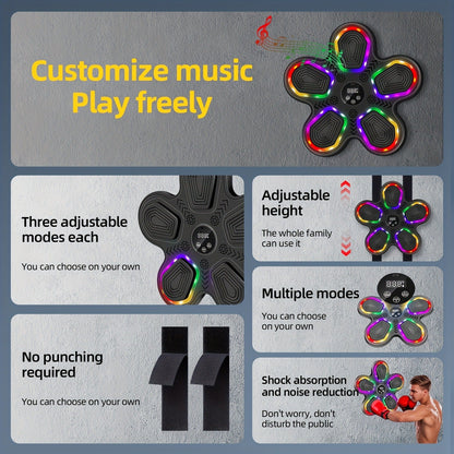 Wall-Mounted Music Boxing Machine – Smart LED Rhythm Trainer with Boxing Gloves, Touch Screen & Surround Sound for Home & Gym