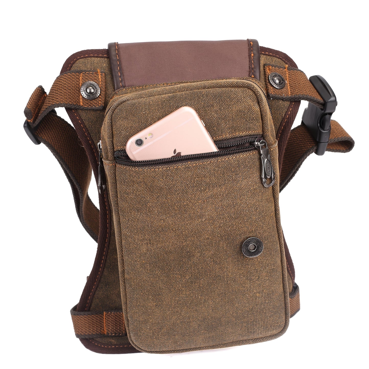 Vintage Canvas Sling Bag for Men Multifunctional Crossbody Chest Bag Waist Bag Shoulder Bag Leg Bag Hiking Outdoor Sports Travel Bag Adjustable Strap Dark Brown