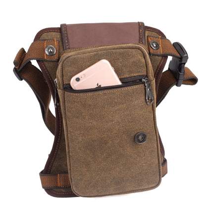 Vintage Canvas Sling Bag for Men Multifunctional Crossbody Chest Bag Waist Bag Shoulder Bag Leg Bag Hiking Outdoor Sports Travel Bag Adjustable Strap Dark Brown