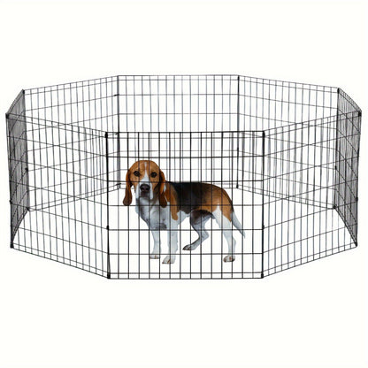 Foldable Metal Wire Dog Playpen & Pet Gate – 24/30/36/42" Indoor Outdoor Fence for Large Medium Small Dogs