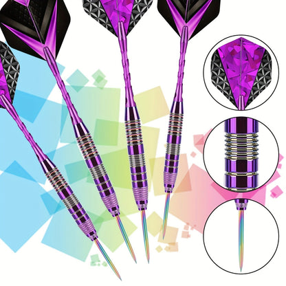 Steel Tip Darts Set 24g Professional Metal Dart Set with Extra Flights & Shafts for Dartboard