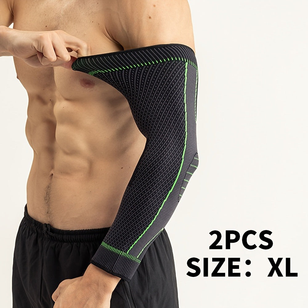 Compression Elbow Brace Arm Sleeves 2pcs Non-Slip Breathable Elbow Support for Tendonitis Tennis Elbow Golfer Elbow Pain Relief for Men Women Basketball Gym Sports
