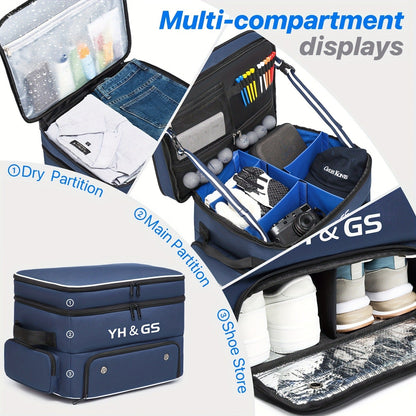 Oxford Fabric Golf Travel Bag Sturdy Double Layer Trunk Organizer with Zipper Closure Compact Golf Gear Storage Bag for Clothes Accessories Perfect Golf Lover Gift Blue