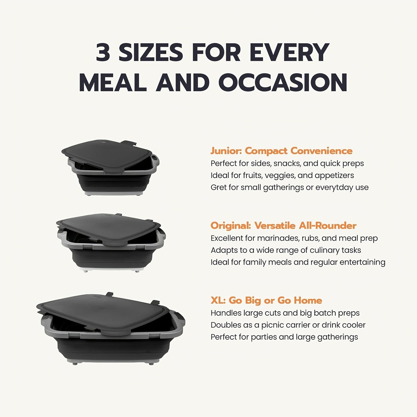 Collapsible BBQ Prep Tub 3-in-1 Grill Caddy – Cutting Board, Washing Basket & Prep Station | Food-Grade Plastic, Drainage Hole, Foldable for Camping & Outdoor Grilling