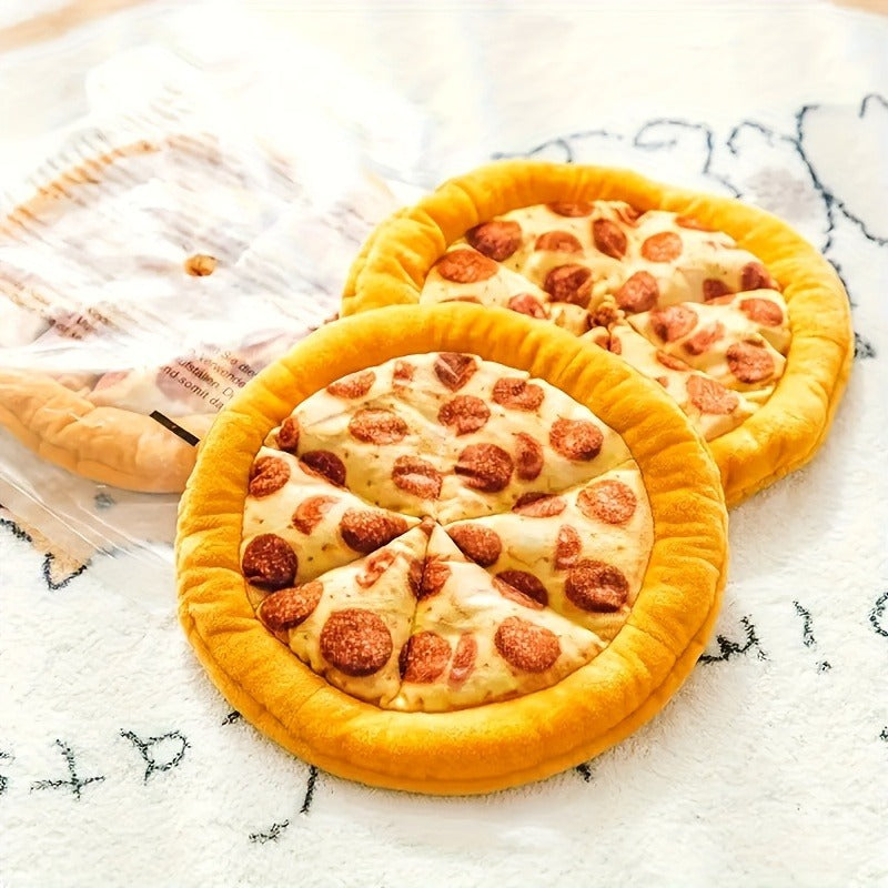 Squeaky Pizza Dog Toy - Plush Pepperoni Pizza & Donut Chew Toy for Dogs, Durable Soft Interactive Toy for All Breeds, Fun Food-Shaped Squeaky Dog Gift for Puppies & Adult Dogs