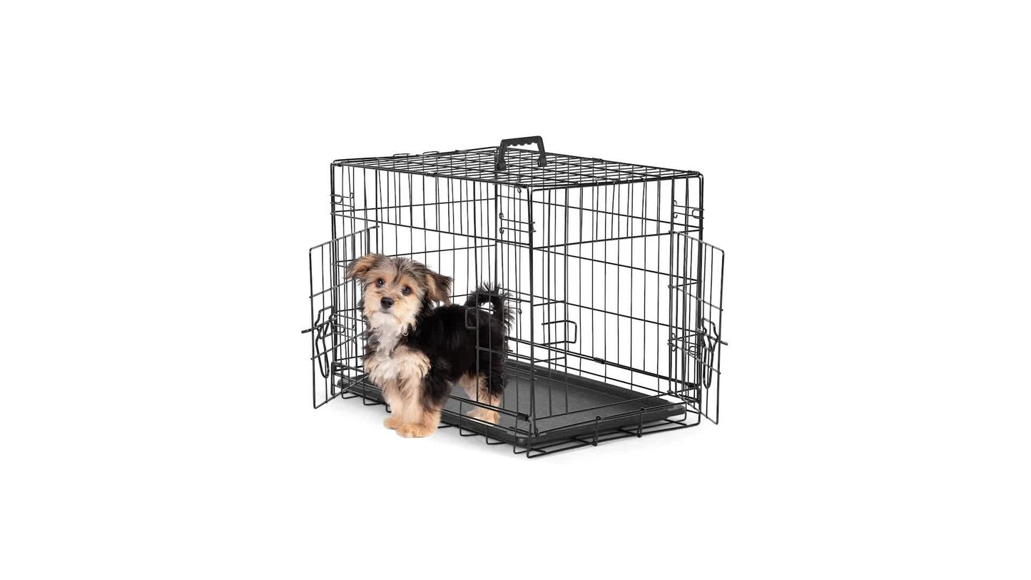 Folding Wire Dog Crate with Divider - Single & Double Door Options, Leak-Proof Plastic Tray, Indoor Outdoor Travel Kennel for Small Medium Large Dogs, 24" / 30" / 36" Sizes