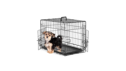 Folding Wire Dog Crate with Divider - Single & Double Door Options, Leak-Proof Plastic Tray, Indoor Outdoor Travel Kennel for Small Medium Large Dogs, 24" / 30" / 36" Sizes