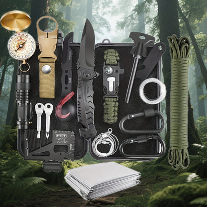 Wilderness Survival Kit, 12/20/60 Piece Outdoor Emergency Gear Set with Paracord Bracelet, Survival Whistle, Flashlight, Wire Saw & More – Ideal for Hunting, Hiking, Fishing & Camping