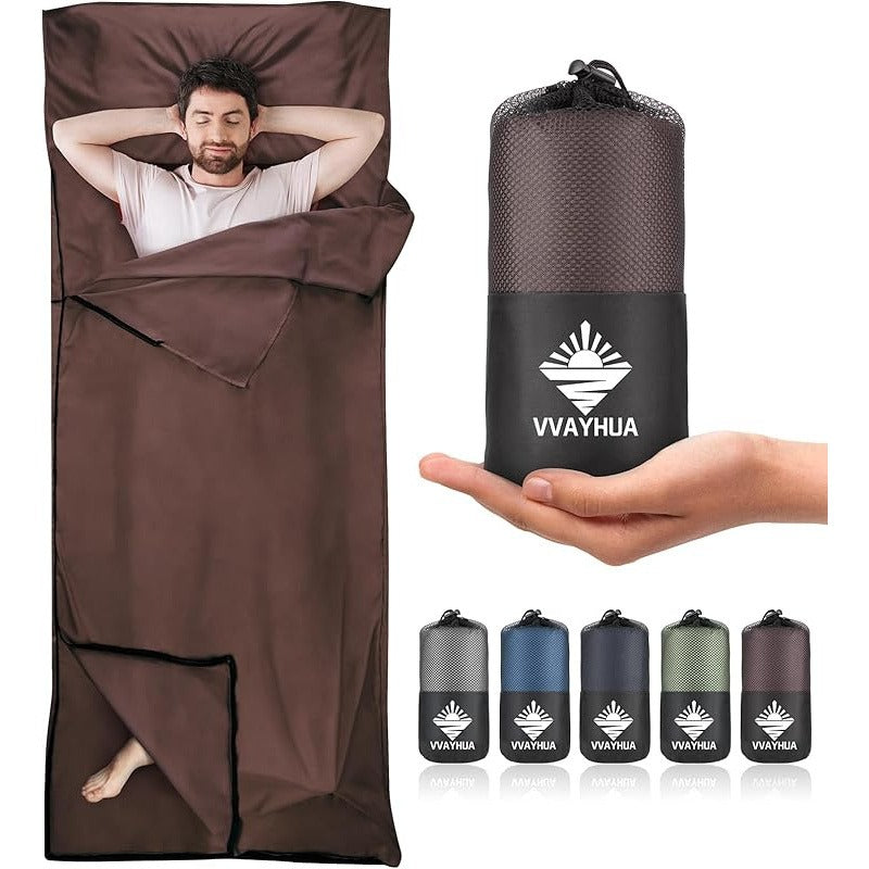 Sleeping Bag Liner for Adults – Two-Way Zipper Sleep Sack with Foot Exposure, Lightweight Portable Travel Sheet for Camping, Hiking, Hotel & Hostel Use, Single Size, Machine Washable