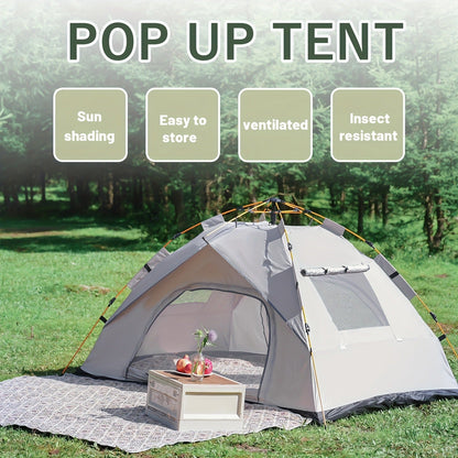 Pop Up Camping Tent Instant Setup – Automatic Windproof Lightweight Tent with Dual Doors & Mesh Windows, All-Season Waterproof Design for 1-3 & 3-4 Person, Ideal for Camping, Hiking & Travel