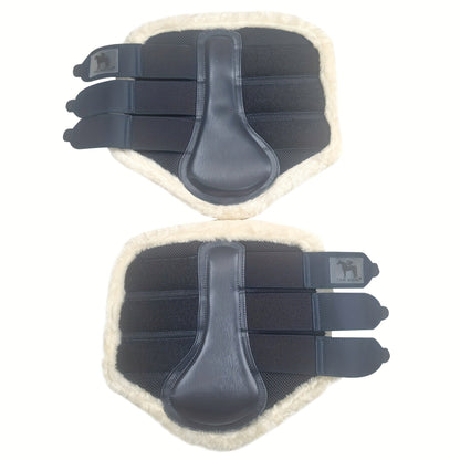 Horse Leg Wraps 1 Pair Breathable Mesh Faux Leather Protection Boots for Training Jumping, Quick-Fit Impact Absorbing Horse Leg Guards, Sizes S M L XL, Navy Blue Equine Leg Protection
