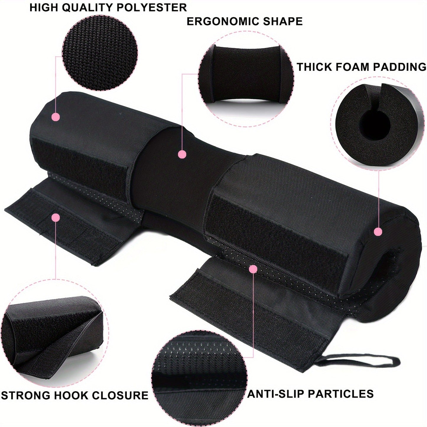 Barbell Squat Pad Set with Wrist Straps & Ankle Straps – Thick Anti-Slip Foam Bar Pad for Hip Thrusts, Squats & Lunges, Weightlifting Neck Cushion for Men Women