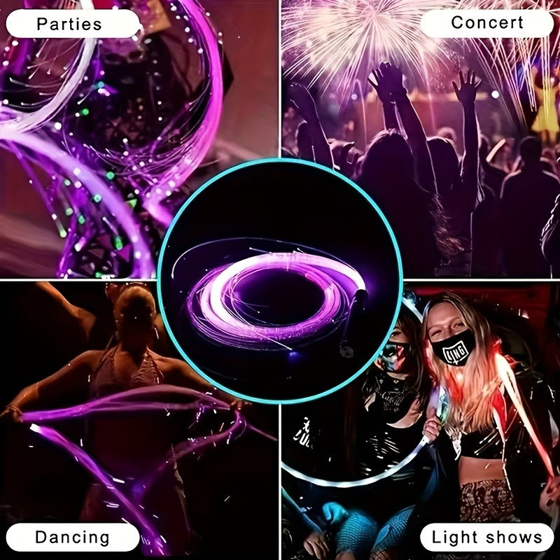 Rechargeable LED Fiber Optic Whip | 7-Color Glow Rave Dance Toy