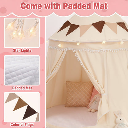 Pop-Up Dome Pet Tent for Large Cats - Automatic Instant Setup Outdoor Indoor Cat Tent House, Available Basic or Deluxe with Mat Star Lights & Flag, Portable No-Assembly Pet Shelter, Patio Garden Use